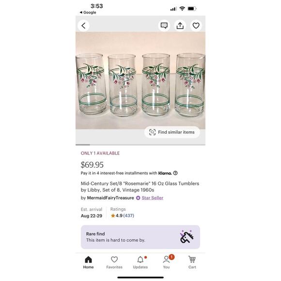 Vintage Libbey Glass 16oz Tumblers “Rosemarie” Pattern - Picture 5 of 6